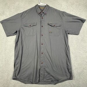 ARIAT Rebar Durastretch Button Down Short Sleeve Work Shirt Gray Mens L